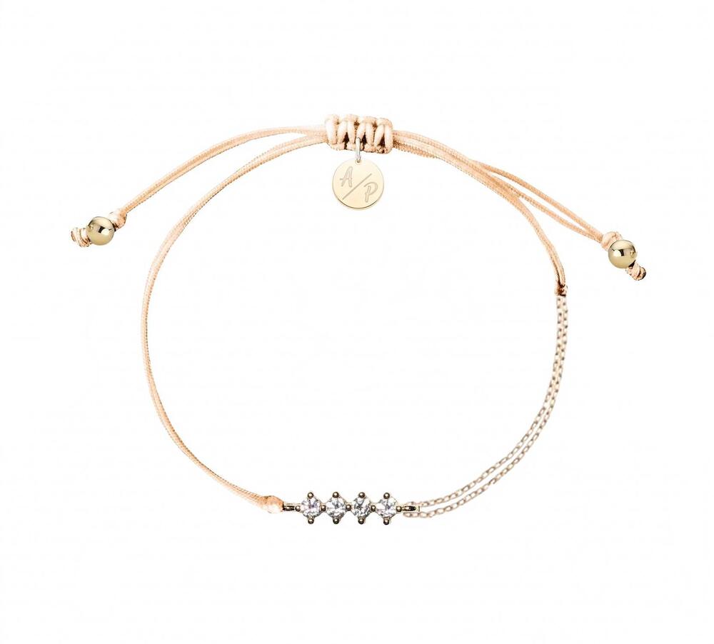 NEW ADRIANA PAPPAS women's cz crystal bar bracelet on colored cord in cantaloupe